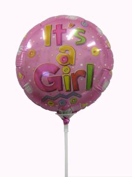 Baby Girl 9" Foil Stick Balloon
